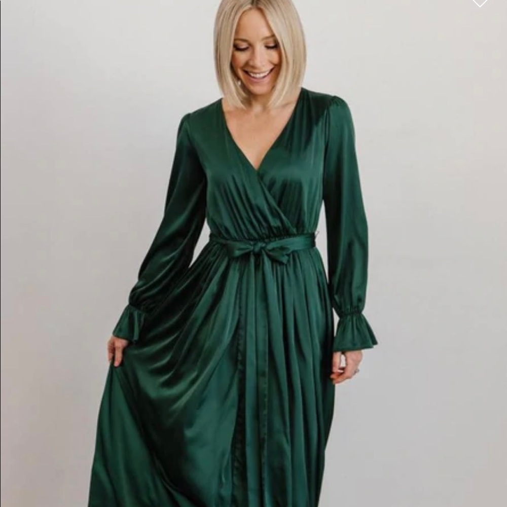 Satin Green Maxi Dress
